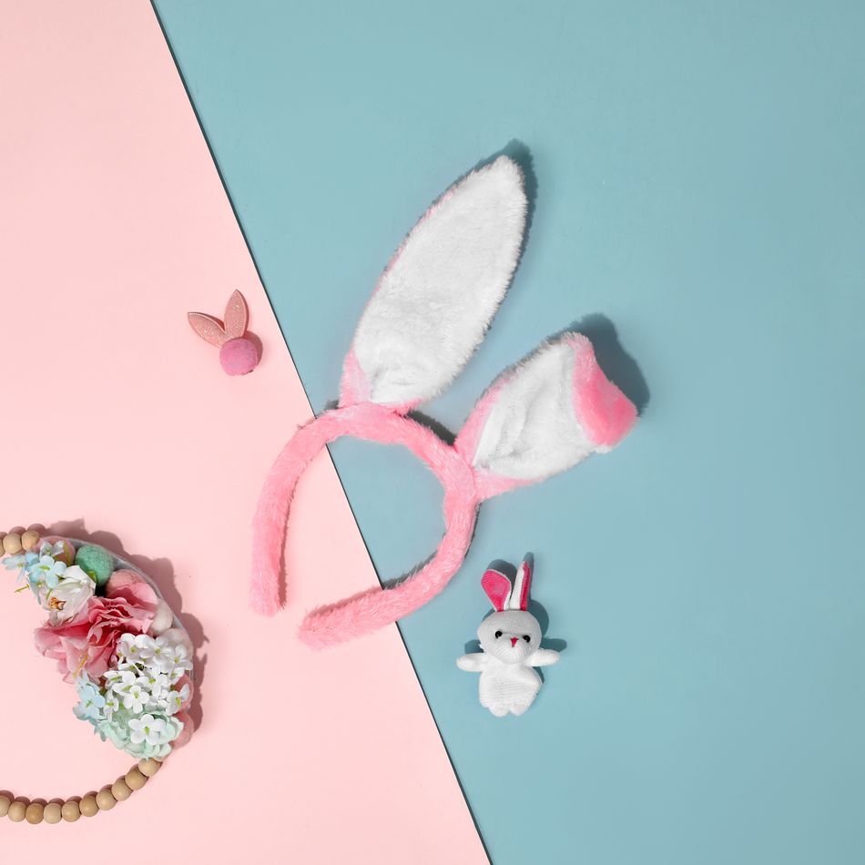 Rabbit Ear Plush Headband for Girls Light Pink
