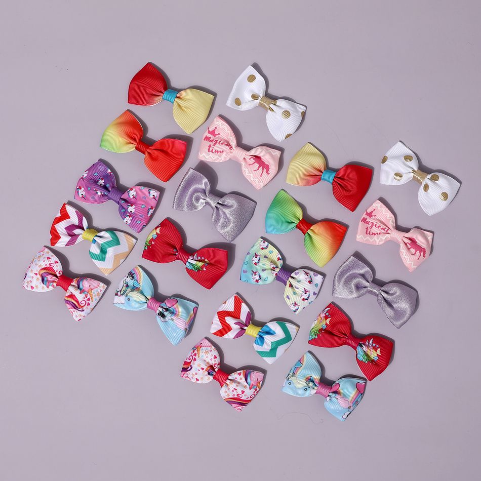 10-pack Multicolor Print Bowknot Hair Clip for Girls Color-A big image 4