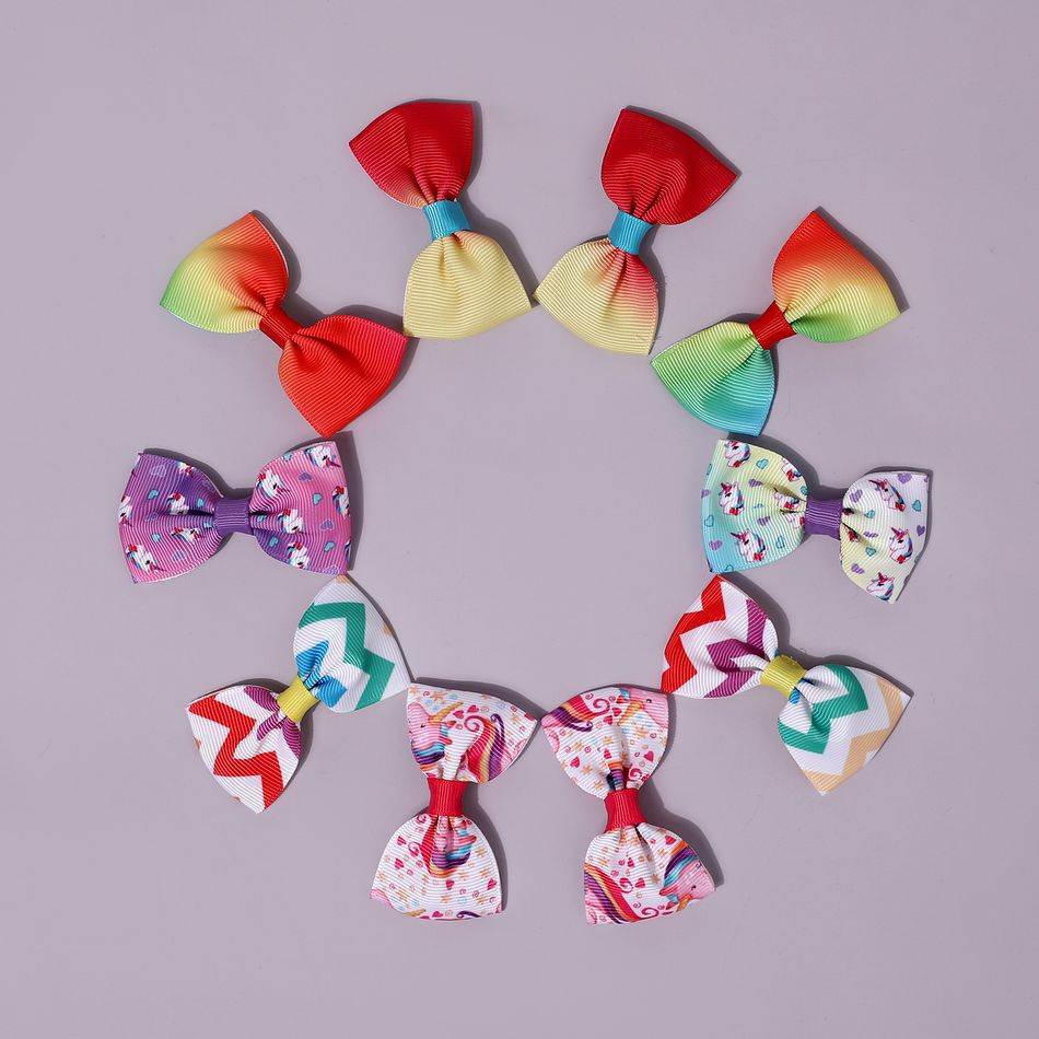 10-pack Multicolor Print Bowknot Hair Clip for Girls Color-A big image 6