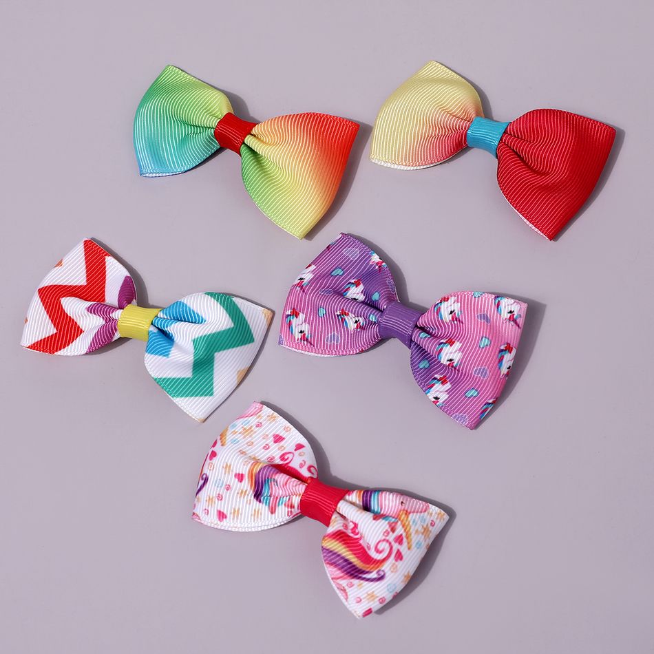 10-pack Multicolor Print Bowknot Hair Clip for Girls Color-A big image 7