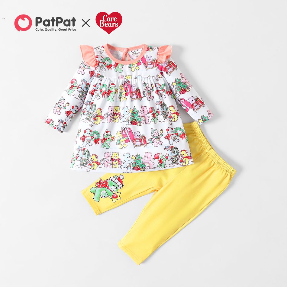 Care Bears 2-piece Baby Girl Allover Christmas Hi-Lo Tee and Solid Pants Set Pink