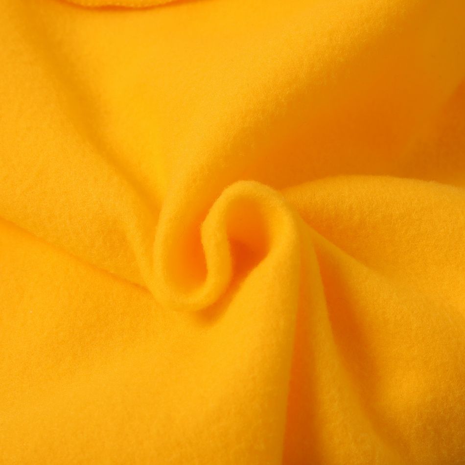 2-piece Kid Boy Letter Animal Print Fleece Lined Hoodie Sweatshirt and Pants Set Yellow big image 3