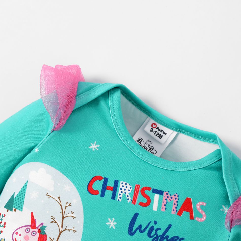 Peppa Pig Baby Girl Christmas Wish Snowflake Jumpsuit Turquoise big image 3