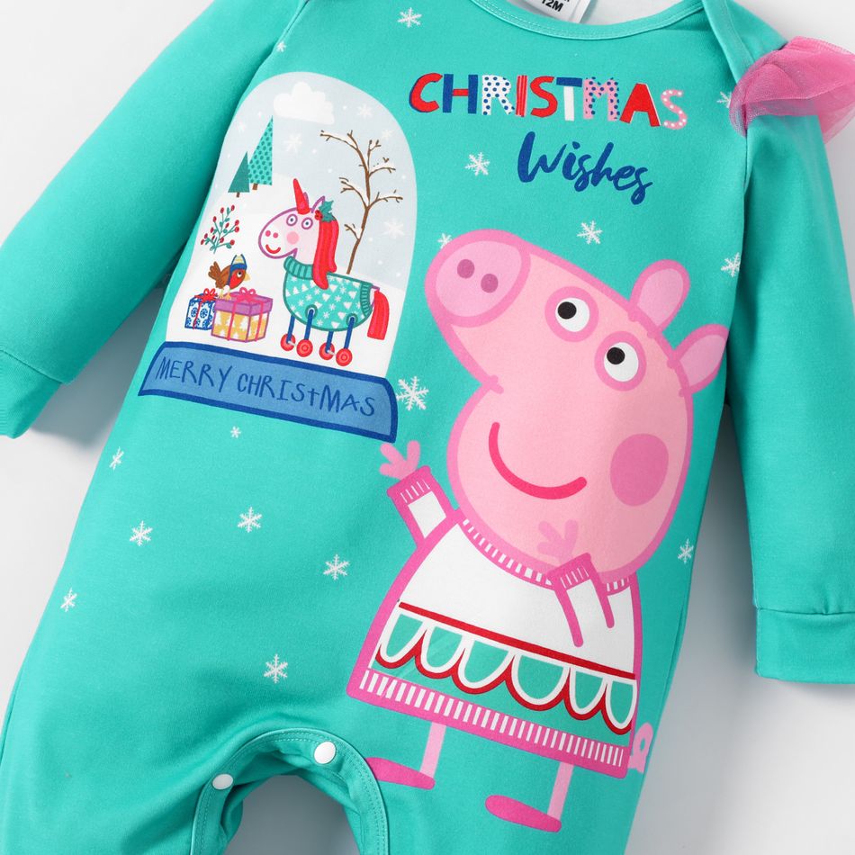 Peppa Pig Baby Girl Christmas Wish Snowflake Jumpsuit Turquoise big image 2
