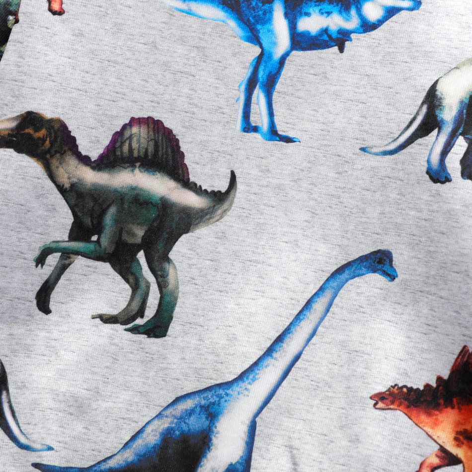 2-piece Toddler Boy Animal Dinosaur Print Pullover Sweatshirt and Pants Casual Set Light Grey big image 6