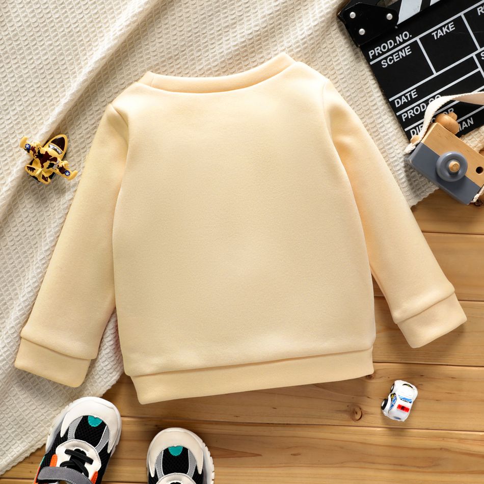 Toddler Boy Rocket Letter Rainbow/Vehicle Print Pullover Sweatshirt Beige big image 3