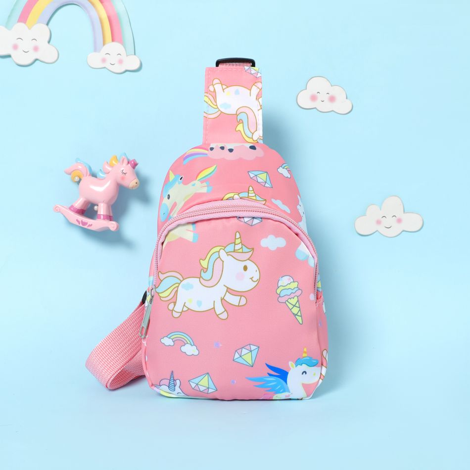 Toddler / Kid Unicorn Dinosaur Pattern Chest Bag Sling Bag Pink big image 1