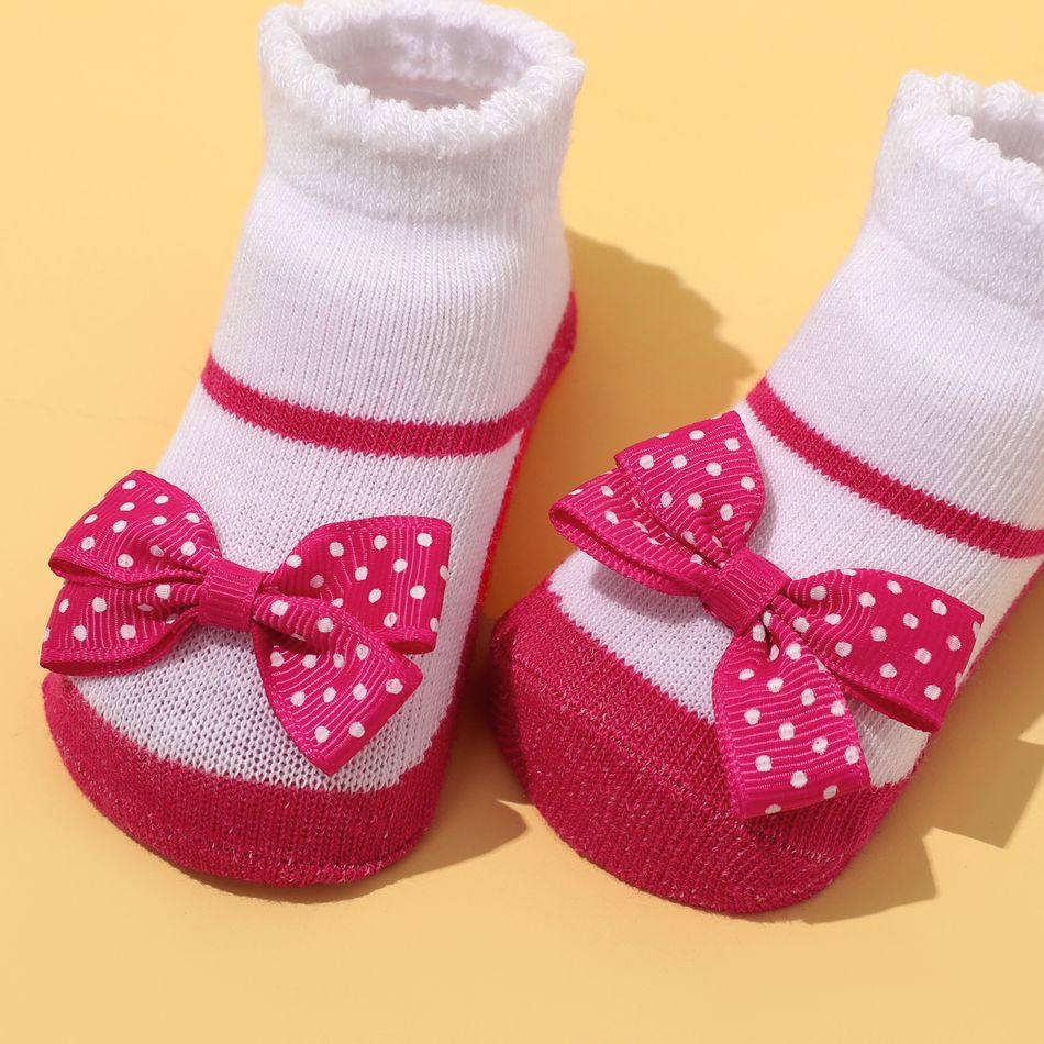 2 unidades de meias de bebê com decoração em laço para bebê Vermelho big image 5
