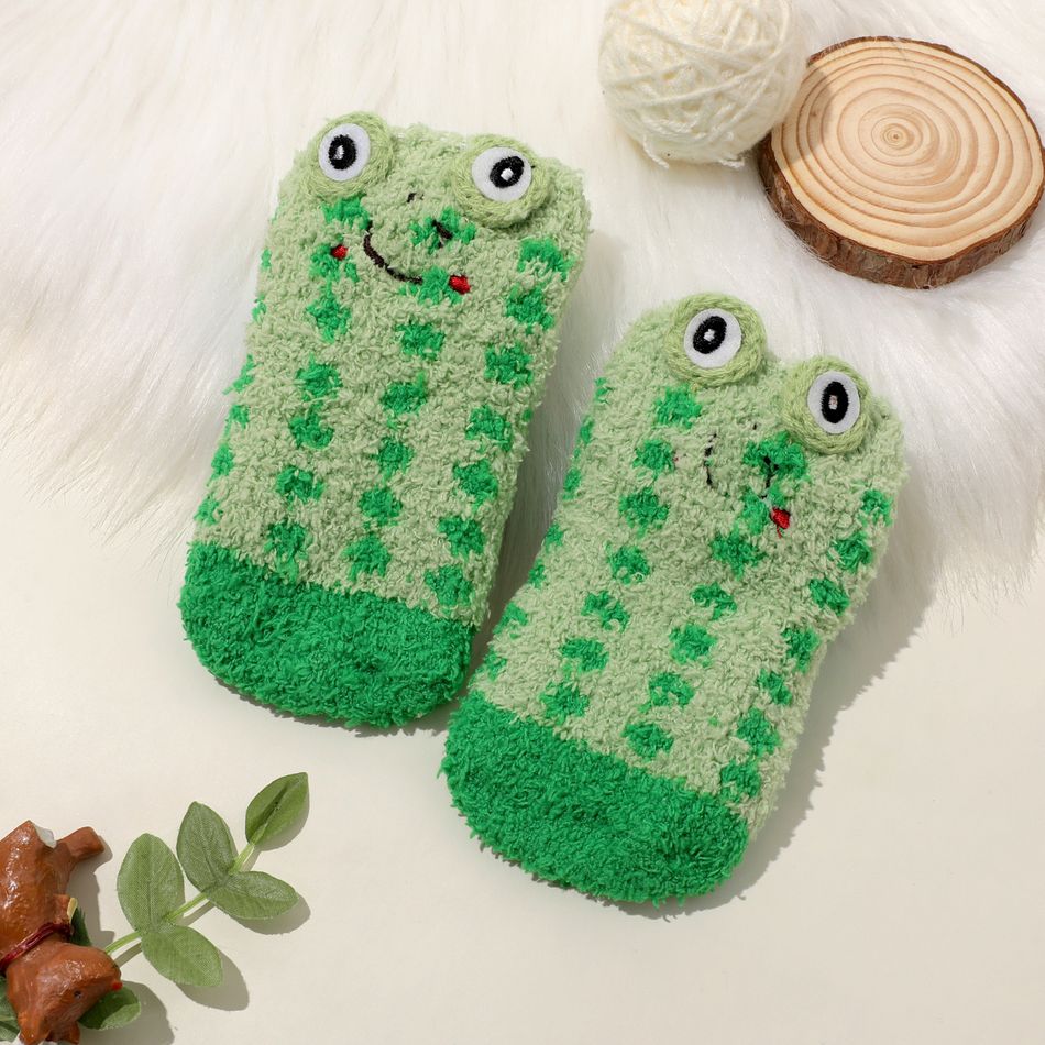 Baby / Toddler Cartoon Animal Three-dimensional Non-slip Embroidered Socks Pale Green