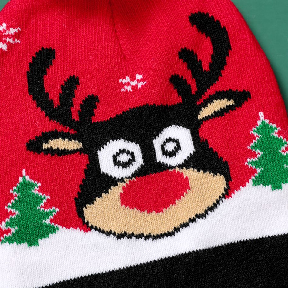 chapéu de natal decoração com pompons chapéus gorro de malha quente para mamãe e eu vermelho branco big image 5