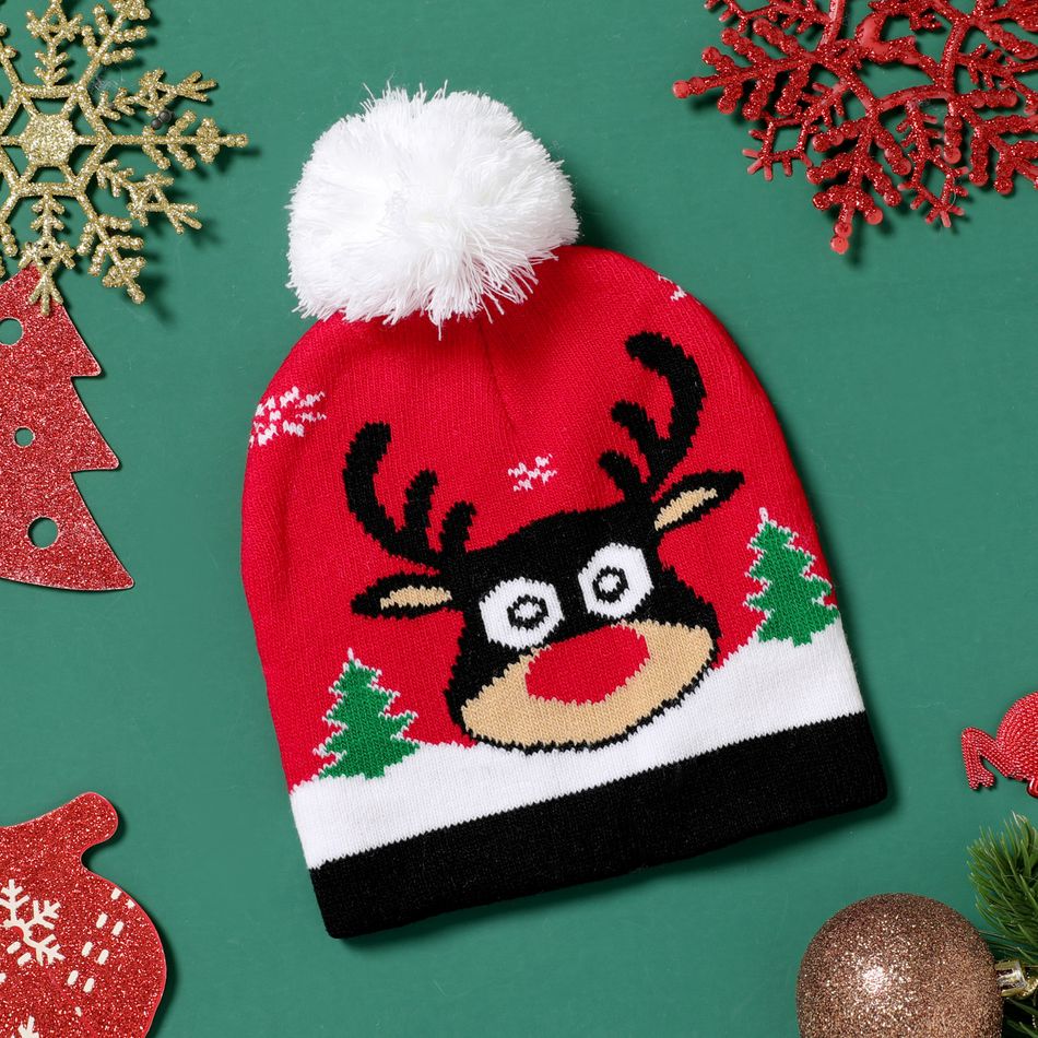 chapéu de natal decoração com pompons chapéus gorro de malha quente para mamãe e eu vermelho branco big image 8