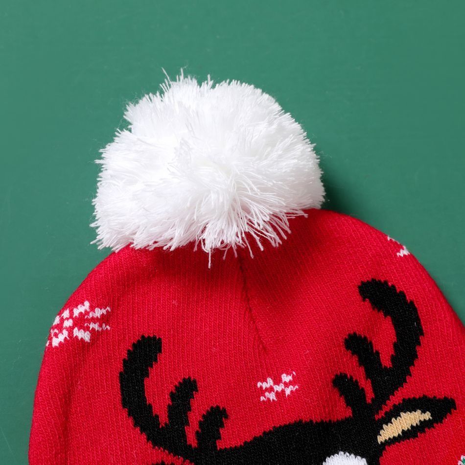 chapéu de natal decoração com pompons chapéus gorro de malha quente para mamãe e eu vermelho branco big image 9