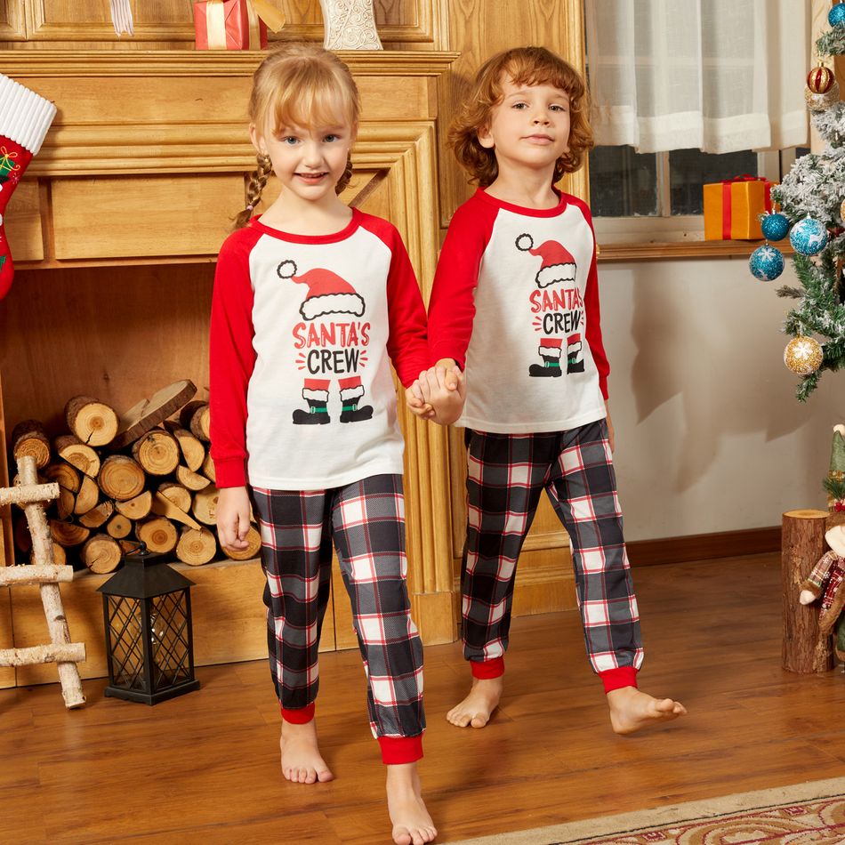 Christmas Hat and Boots Letter Print Red Family Matching Long-sleeve Pajamas Sets (Flame Resistant) Red/White big image 16