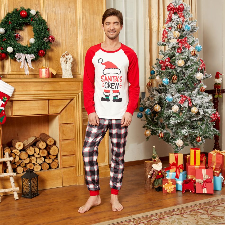 Christmas Hat and Boots Letter Print Red Family Matching Long-sleeve Pajamas Sets (Flame Resistant) Red/White big image 14