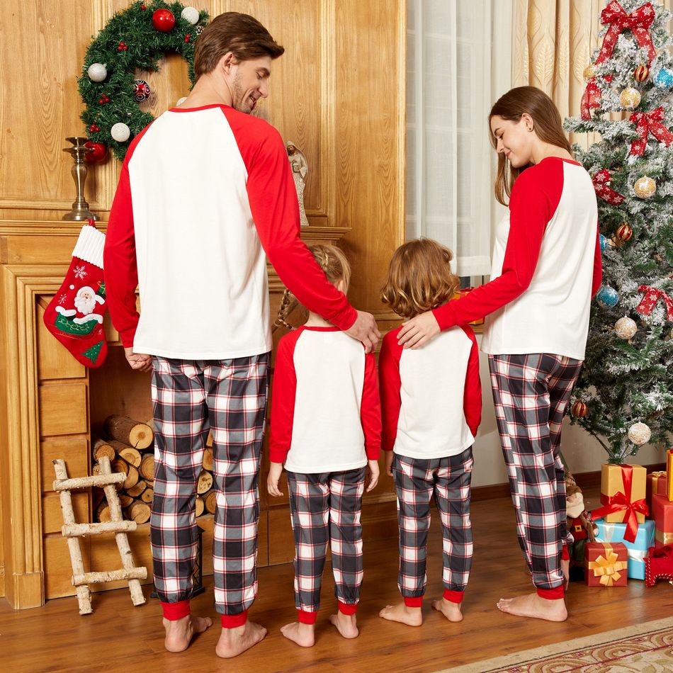 Christmas Hat and Boots Letter Print Red Family Matching Long-sleeve Pajamas Sets (Flame Resistant) Red/White big image 12