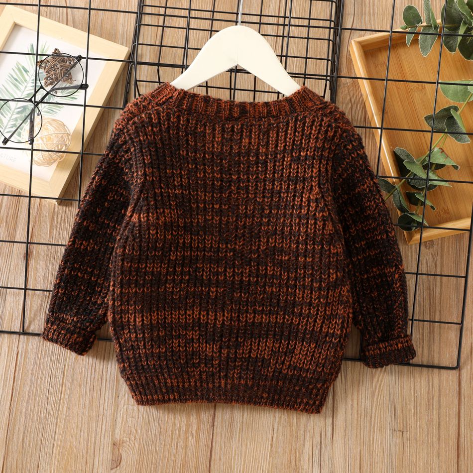 Toddler Boy/Girl Casual Button Design Knit Sweater Coffee big image 2