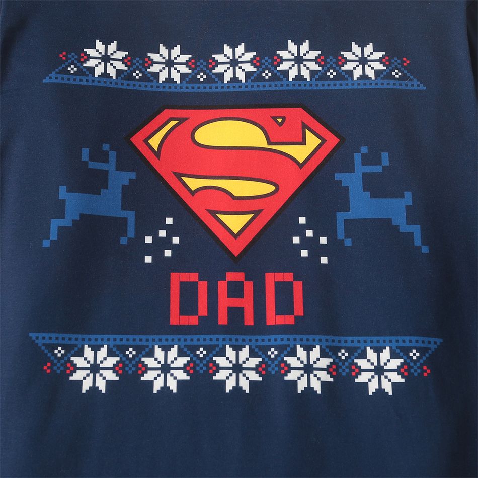 Superman Natal Look de família Manga comprida Conjuntos de roupa para a família Pijamas (Flame Resistant) Azul Real big image 10