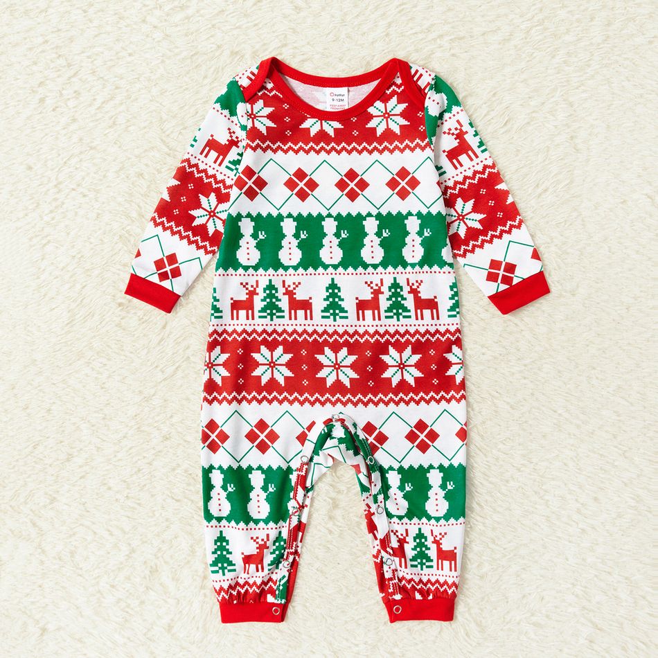 Christmas Multi-color All Over Print Family Matching Long-sleeve Pajamas Sets (Flame Resistant) Multi-color big image 7