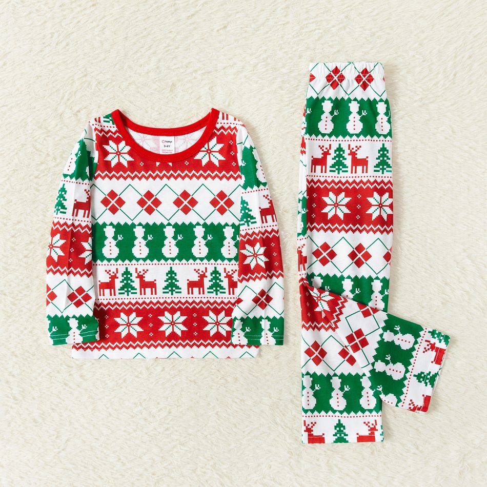 Christmas Multi-color All Over Print Family Matching Long-sleeve Pajamas Sets (Flame Resistant) Multi-color big image 4