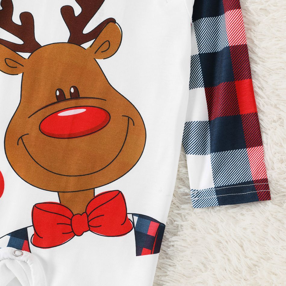 Christmas Elk and Letter Print Family Matching Long-sleeve Plaid Pajamas Sets (Flame Resistant) Light Grey big image 6