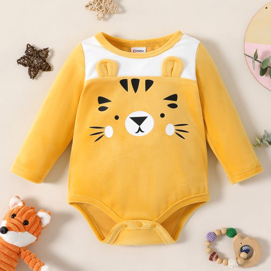 1 unidade Bebé Mulher Costuras de tecido Muitos tipos de animais Infantil Macacão curto Amarelo big image 1
