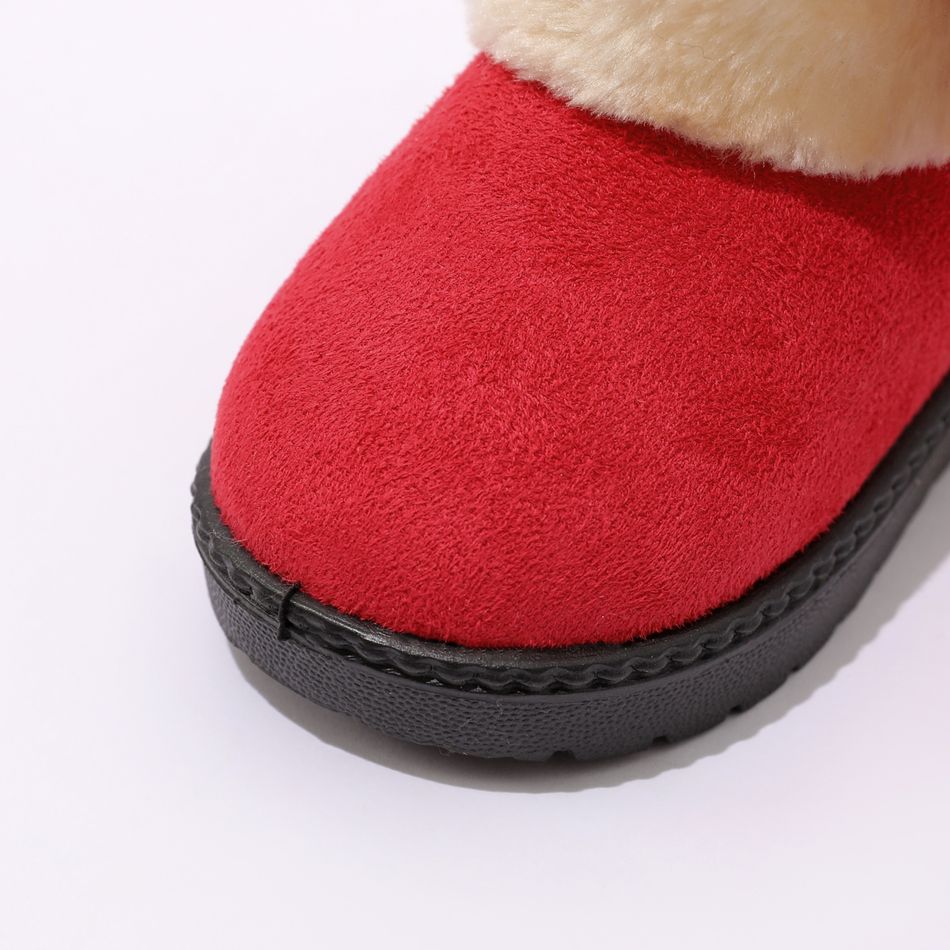 Toddler Bow Decor Pure Color Fuzzy Fleece Boots Red big image 7