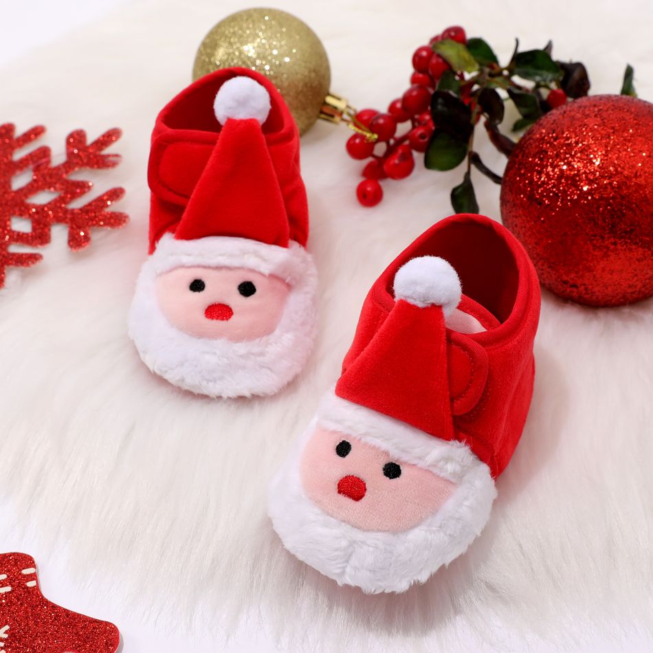 عيد الميلاد طفل / طفل صغير الفيلكرو سانتا كلوز أحذية prewalker أحمر big image 2