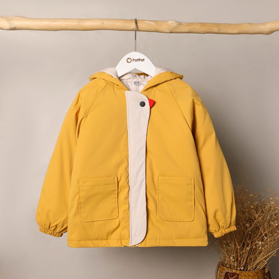 Kid Boy/Kid Girl Animal Pattern Hooded Padded Coat Yellow