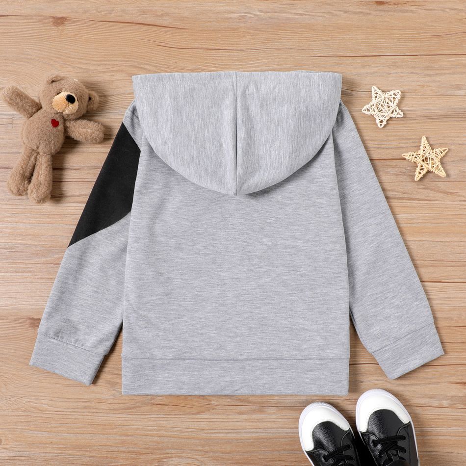 Kid Boy Animal Bear/Dinosaur Print Zipper Hooded Jacket Sweatshirt Grey big image 2