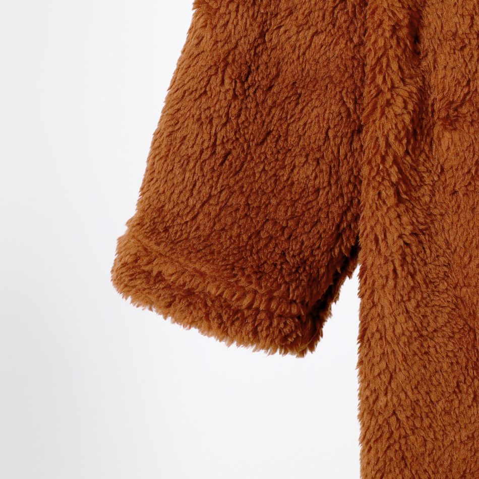 2pcs Kid Girl Turtleneck Tee and Plaid Skirt Set/ Sweater/ Hooded Fleece Coat Brown big image 4