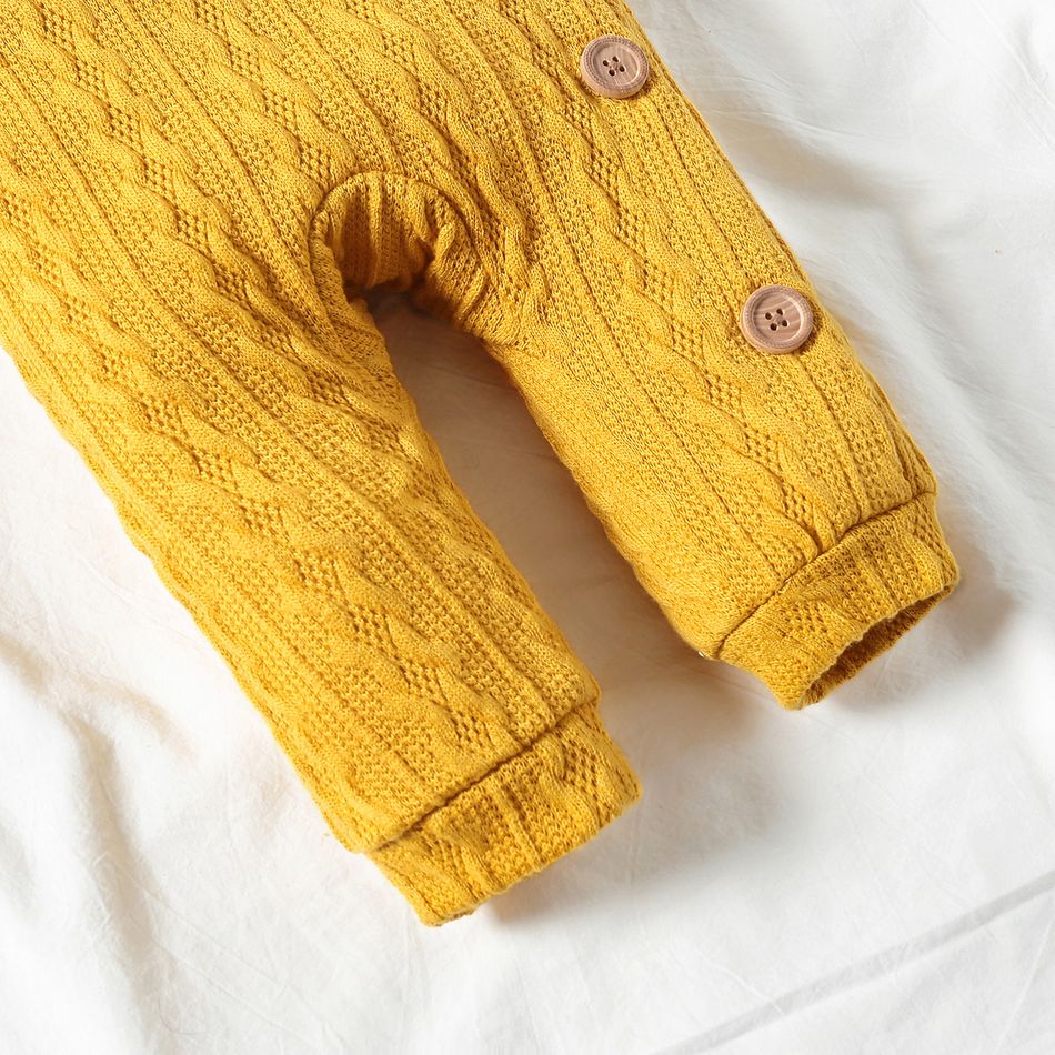 Baby Boy/Girl Solid Knitting Button Down Long-sleeve Jumpsuit Ginger big image 3
