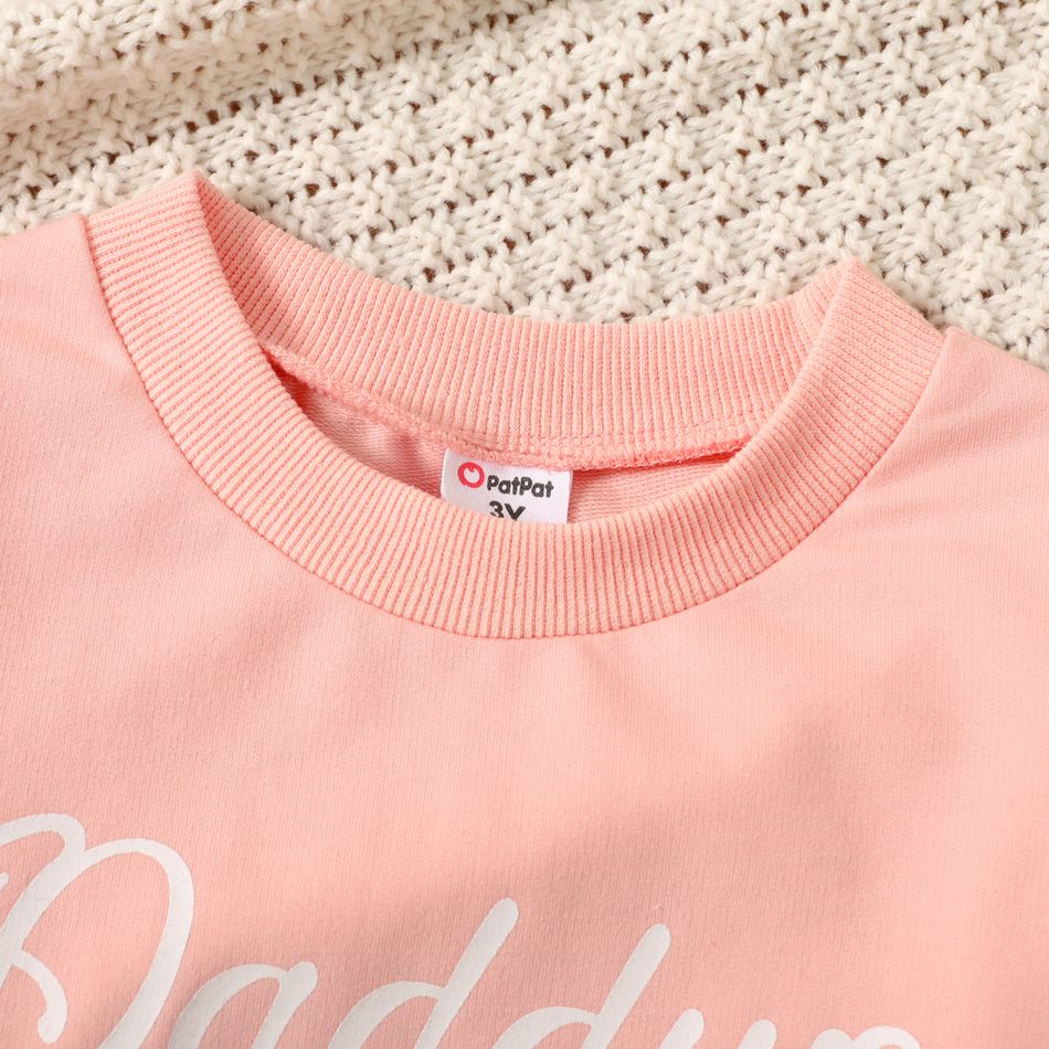 Toddler Girl Letter Print Casual Pullover Sweatshirt Light Pink big image 4
