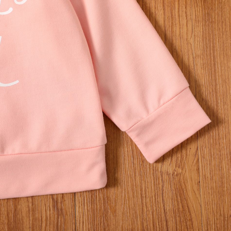 Toddler Girl Letter Print Casual Pullover Sweatshirt Light Pink big image 5