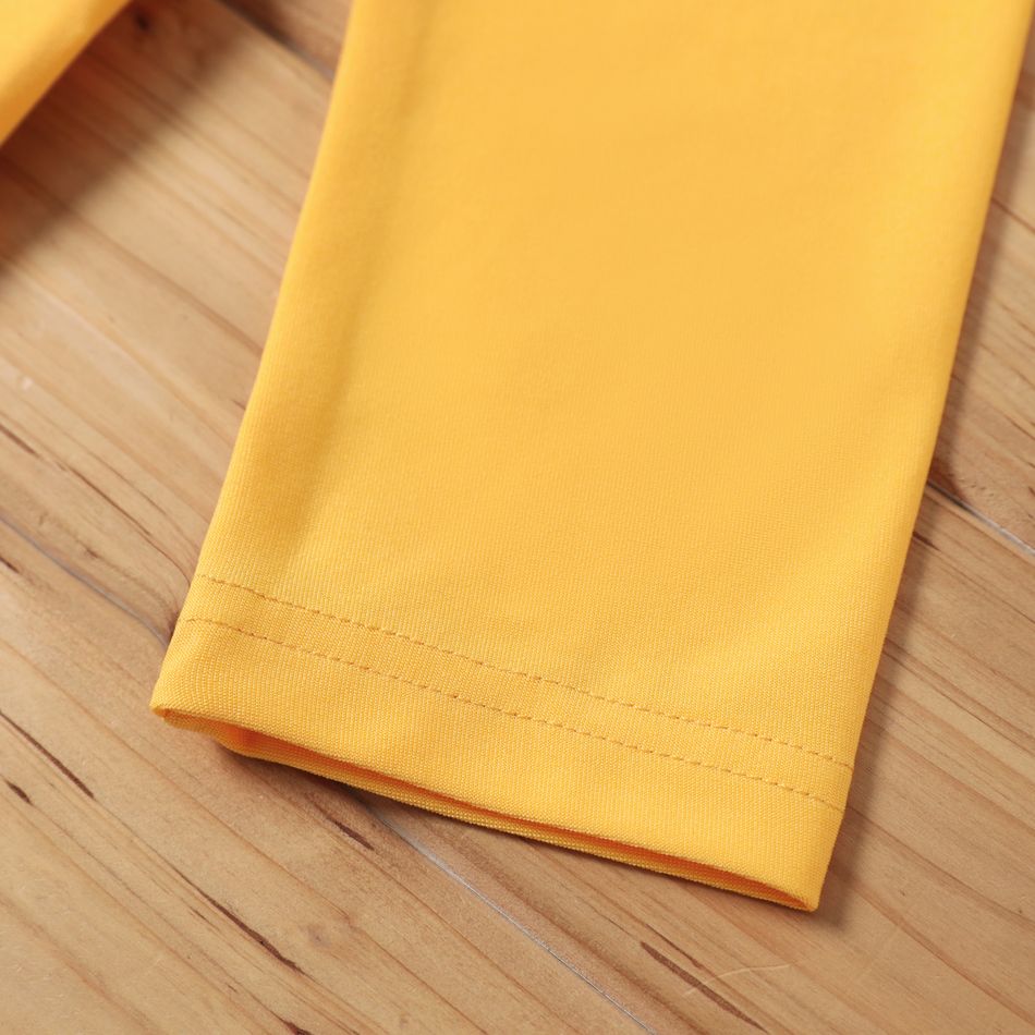 Kinder Damen Webkante Unifarben Langarm T-Shirts gelb big image 5