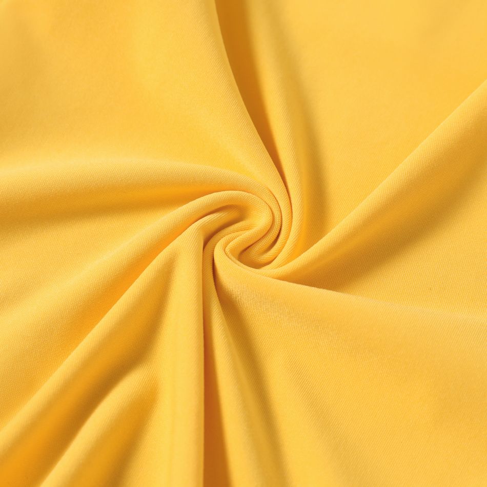 Kinder Damen Webkante Unifarben Langarm T-Shirts gelb big image 6