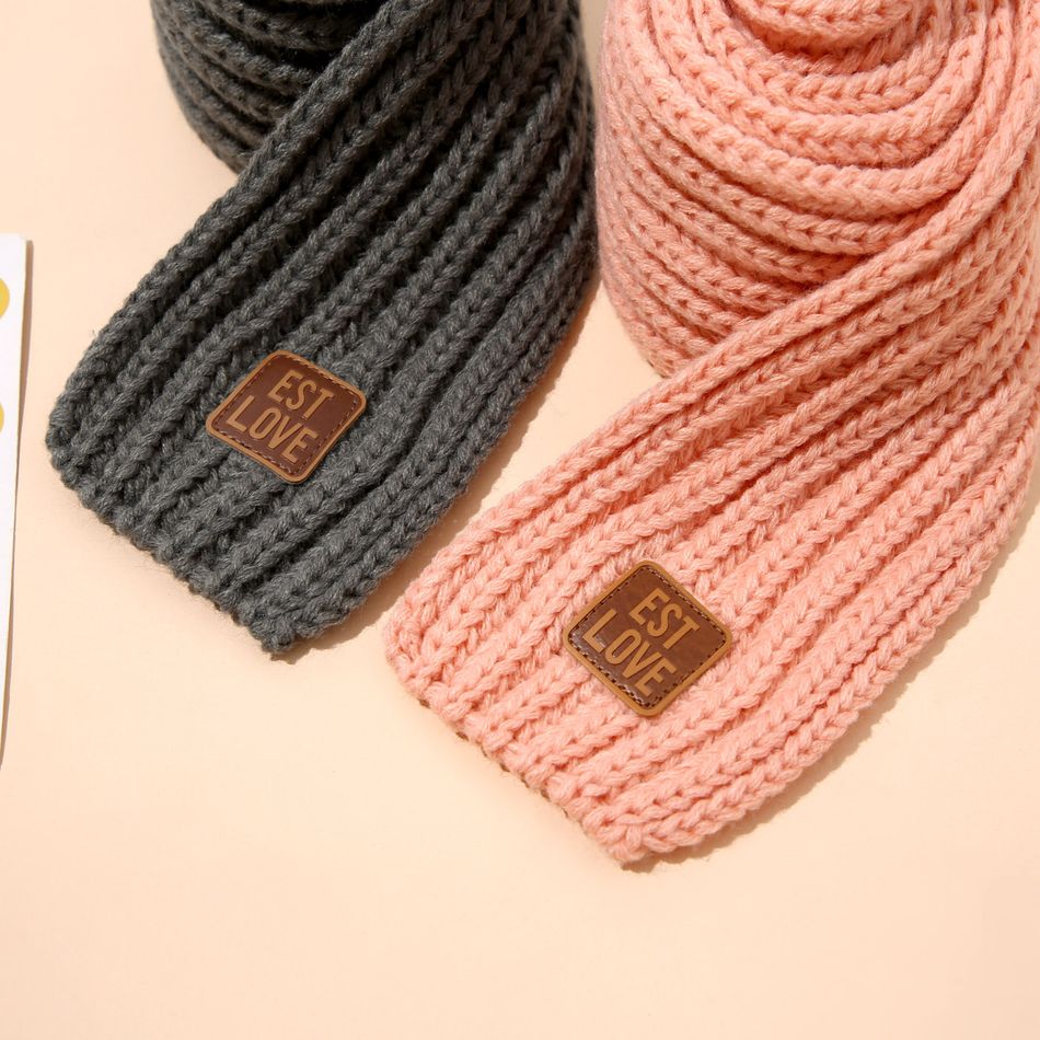Kids Pure Color Warm Autumn and Winter Knitted Scarf Pink big image 6