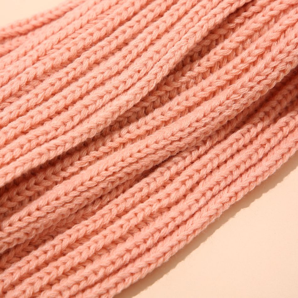 Kids Pure Color Warm Autumn and Winter Knitted Scarf Pink big image 4