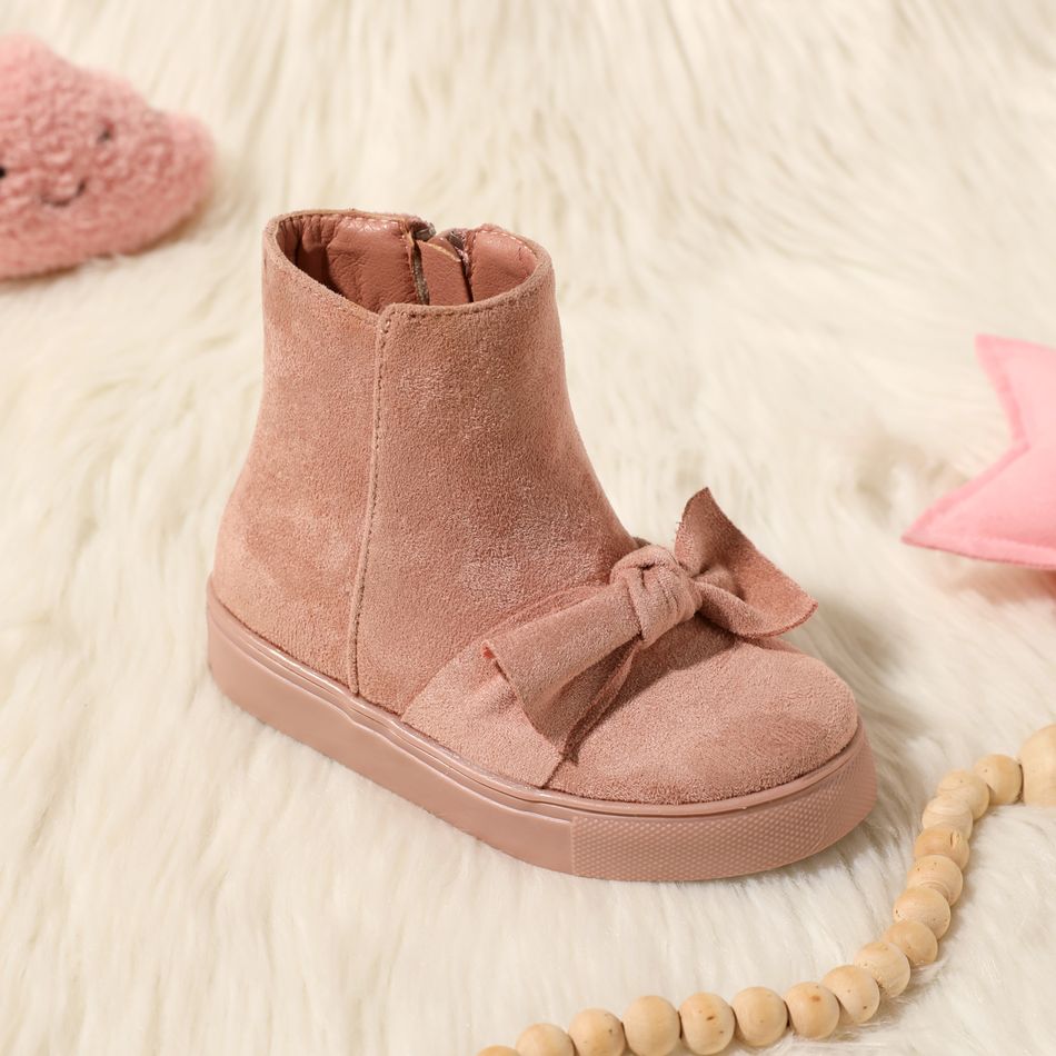 Toddler / Kid Pink Bow Side Zipper Boots Pink