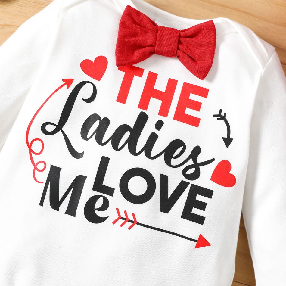 Valentinstag 1 Stück Baby Herren Hypertaktil/3D Lässig Strampler weiß big image 3