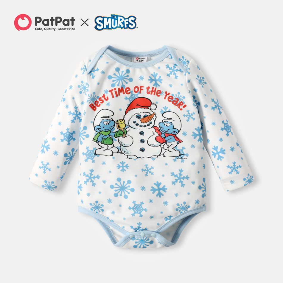 Smurfs Baby Boy/Girl Christmas Santa and Snowman Cotton Romper White
