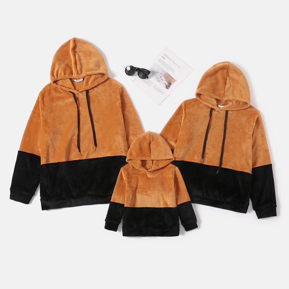 Color Block Family Matching Thickened Fleece Long-sleeve Drawstring Hoodies ColorBlock