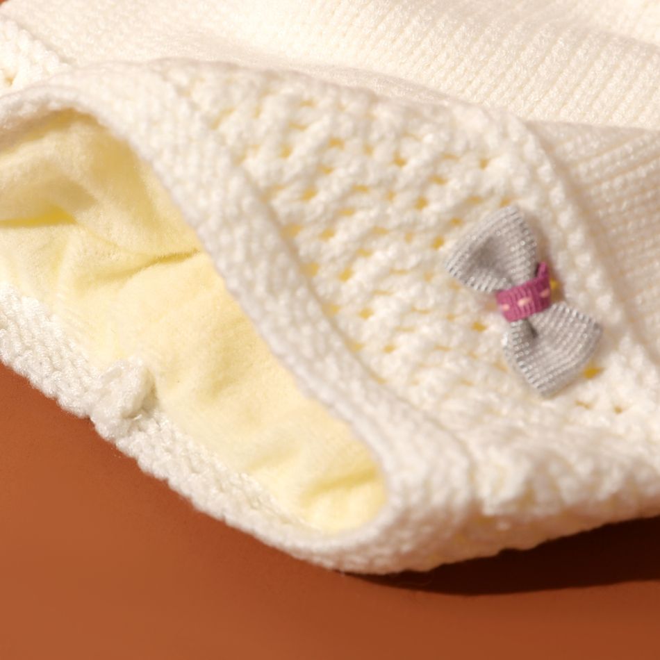 Gorro de malha quente para bebê / criança com decoração de laço duplo com pompom quente Branco big image 5