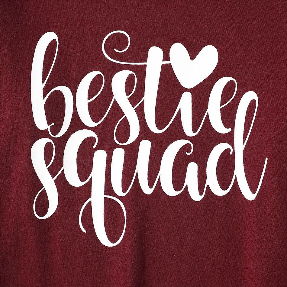 Love Heart and Letter Print Long-sleeve Crewneck Sweatshirts for Mom and Me WineRed big image 4