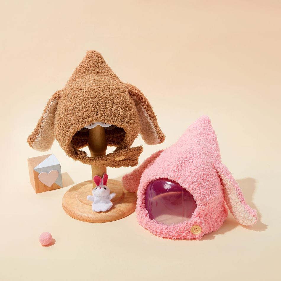 Baby / Toddler Pure Color Cartoon Plush Bunny Rabbit Ear Beanie Hat Pink