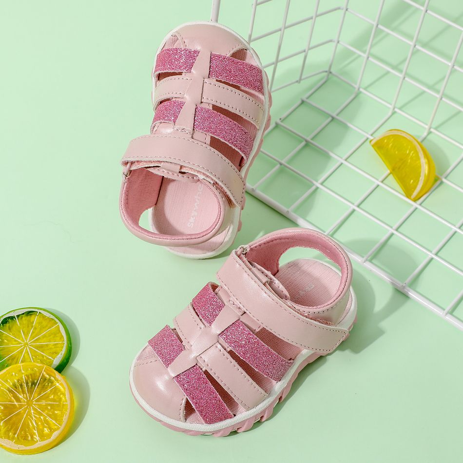 Toddler / Kid Non-slip Sequin Velcro Sandals Pink big image 1