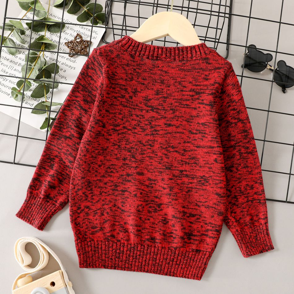 Toddler Boy/Girl Solid Color Round-collar Knit Sweater Scarlet big image 2