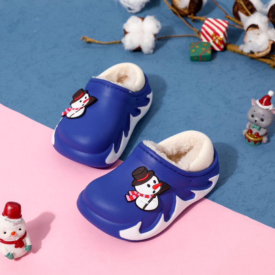 Toddler / Kid Snowman Graphic Warm Fleece-lining Hole Shoes Dark Blue