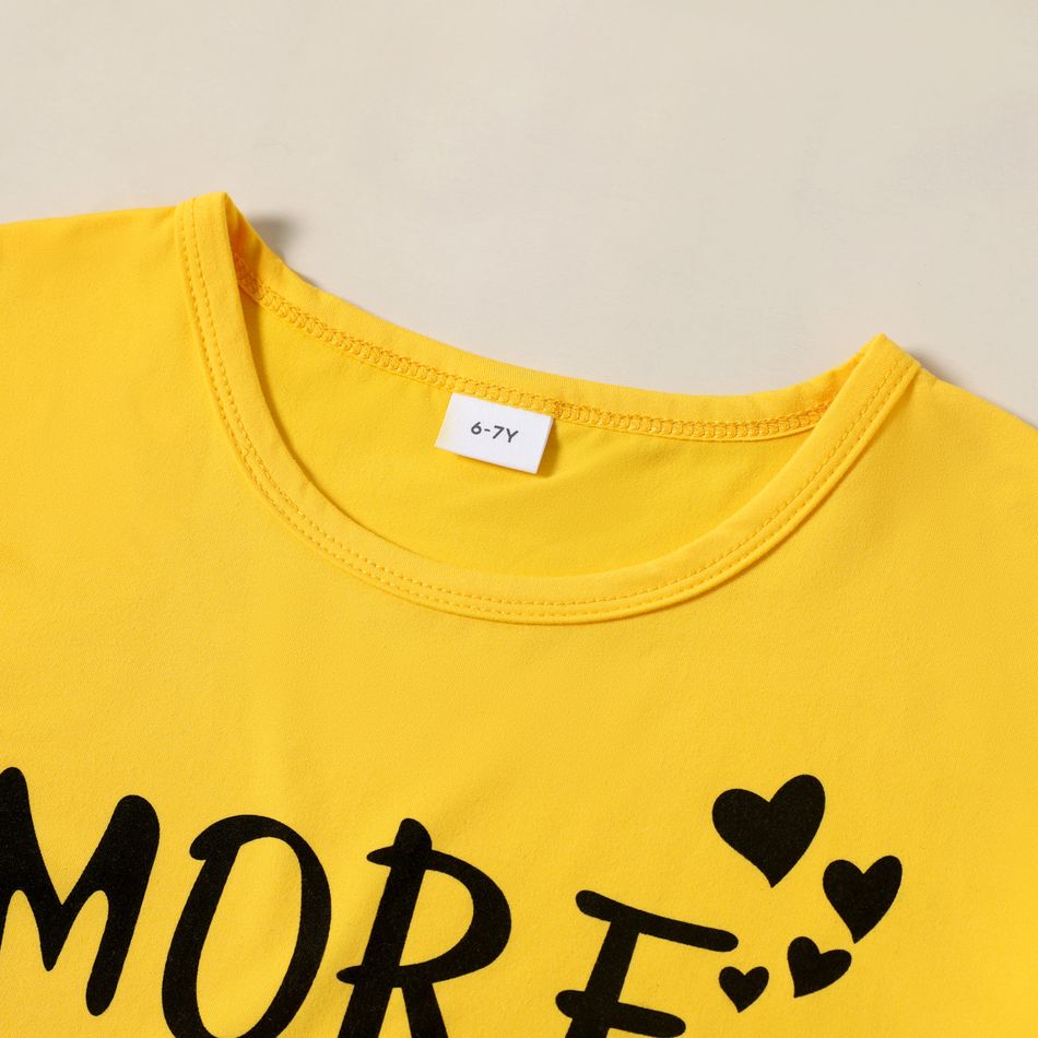 2 unidades Criança Conjuntos Mulher Letras Extremidades franzidas Fato de manga comprida e calças Amarelo big image 4