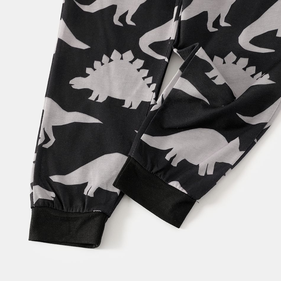Dinosaur and Letter Print Grey Family Matching Raglan Long-sleeve Pajamas Sets (Flame Resistant) MiddleAsh big image 6
