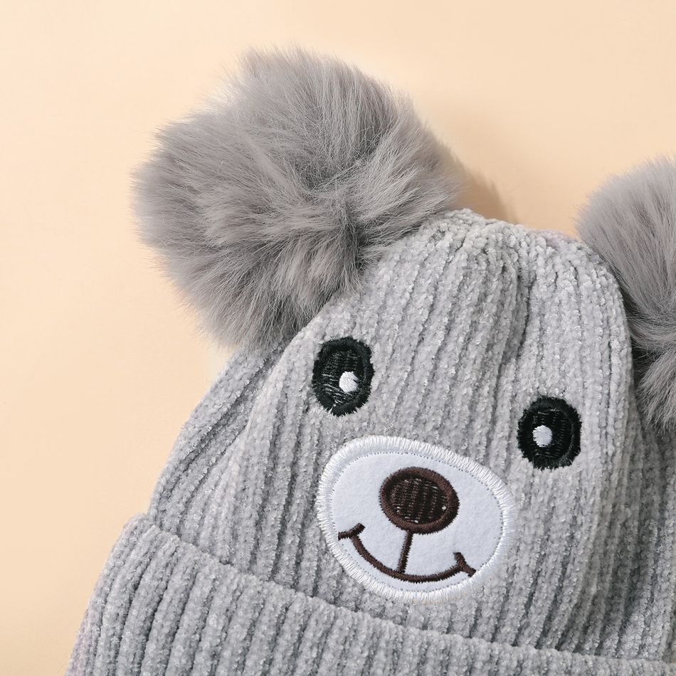 Baby / Toddler Cute Cartoon Bear Warm Plush Ear Protection Beanie Hat Grey big image 3